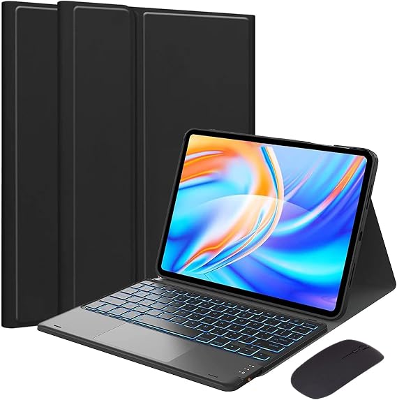 Touchpad Keyboard Case for Xiaomi Redmi Pad Pro 12.1 inch 2024 Released, 7-Color Backlit Detachable Wireless Bluetooth Keyboard, Ultra-Thin Multi-Angle Stand Magnetic Case with Mouse