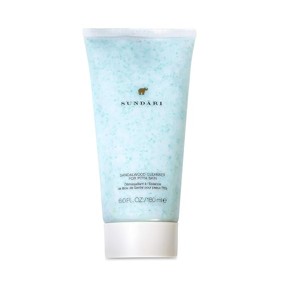 SUNDARI Sandalwood Cleanser - 6.0 Fl Oz, Ayurvedic Face Cleanser with Jojoba Beads, Removes Impurities & Gently Exfoliates, Creamy Formula for Smooth, Revitalized Skin, For Normal-Combination Skin
