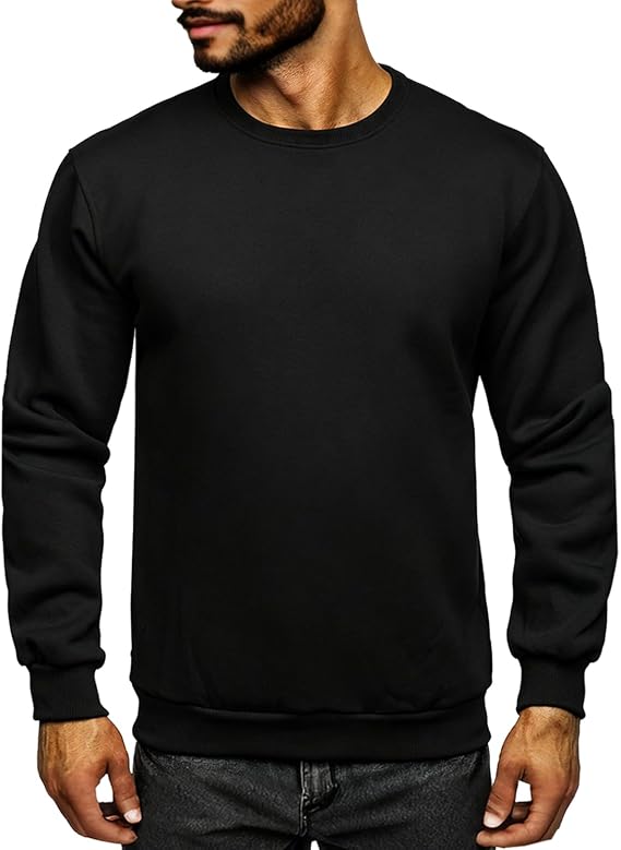 TUVEKE Men's Sweatshirts Soft Long Sleeve Crewneck Sweatshirt Midweight Fleece Sweat Shirt Breathable Pullover Sweater S-3XL