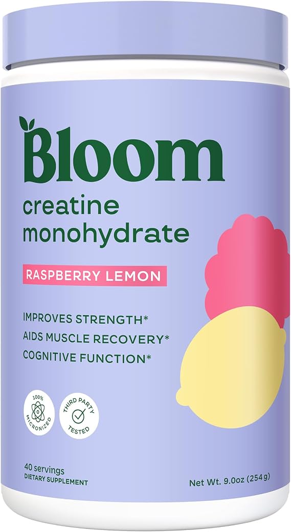 Bloom Nutrition Creatine Monohydrate Powder, Raspberry Lemon, 40 Servings