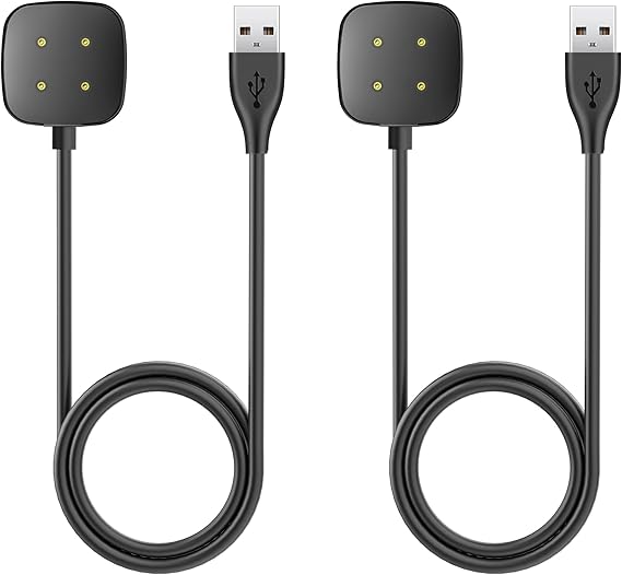 Compatible with Fitbit Sense/Versa 3 2 Pack Replacement USB Charging Cable Dock Stand for Sense/Versa 3 Accessories