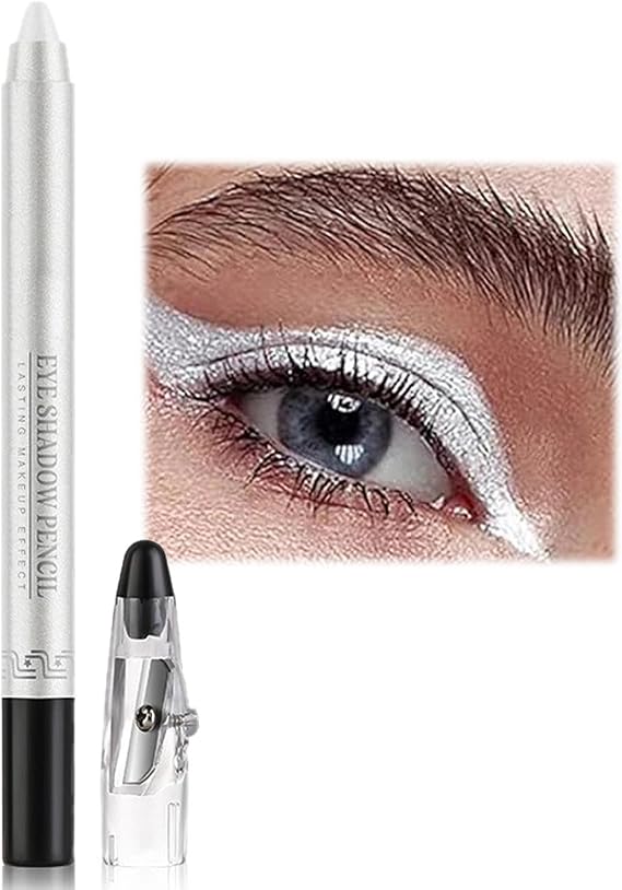 Pearlescent Eyeshadow Stick for Highlighter and Contour, Highly Pigmented Shimmer Cream Pencil, Blendable Long-Lasting Eye Shadow Crayon in Glittering White