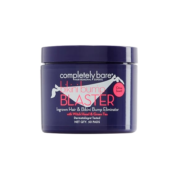 completely bare bikini bump BLASTER | Ingrown Hair & Bikini Bump Eliminator | Glycolic Acid | Salicyclic Acid | Witch Hazel | Green Tea | 50 Pads