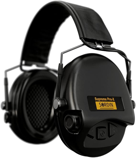 Sordin Supreme Pro-X Slim Active Ear Defenders - ARC Rail Compatible - Leather Band & Foam Kits - Black Ear Muffs