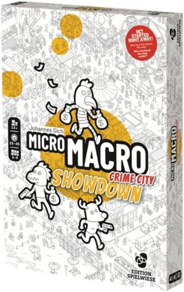 MicroMacro: Crime City – Showdown | Murder Mystery and Detective Game | 16 Search and Find Detective Cases | Cooperative Board Games for Teens and Adults | Ages 12+ | 1-4 Players | 15-45 min