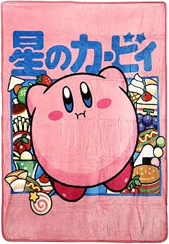 Bioworld Kirby Character Kanji Throw Blanket