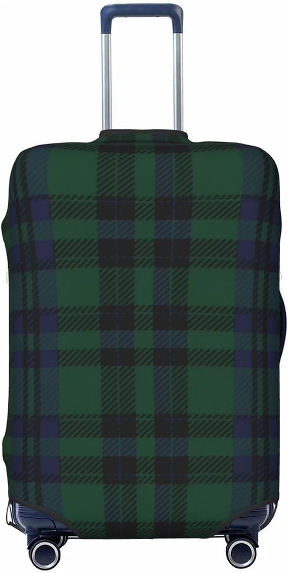 Travel Luggage Suitcase Cover Baggage Protector, Green Scottish Tartan Check Plaid, Stretchy Dustproof Luggage Case Zipper Protective Cover, Fits 18-32 inch