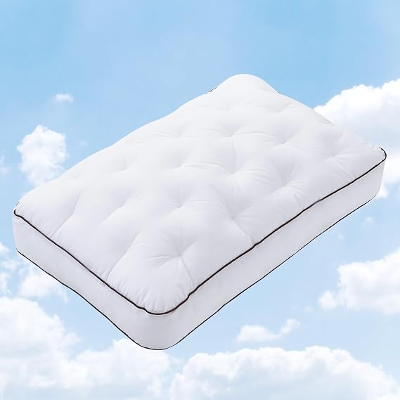 YOUR MOON Extra Soft Support Pillows Queen Size, Luxury Fluffy Down Alternative Pillow for Sleeping, Medium Thick Pillows, 100% Cotton Shell Bed Pillow (White)