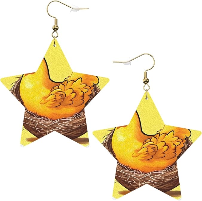 Bird's Nest Golden Chicken Patterned star earrings for women jewelry fashion and Valentine's Day birthday party gifts