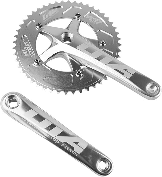 SENQI Bicycle Chain Wheel Fixed Gear 48T Aluminum Alloy CNC Cycling Racing Bike Accessories with Crank (Silver)