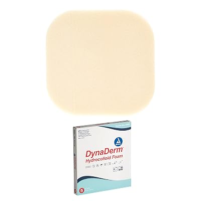 Dynarex DynaDerm Hydrocolloid Dressings, Sterile Moist Bandages Used for All Kinds of Wounds, 4 x 4, Foam & Latex-Free, Peel-Down Patches - 1 Box of 5 Dressings