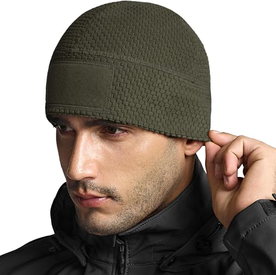 CQR Men's Fleece Tactical Beanie, Lightweight Army Military Skull Cap, Soft Warm Winter Hat with Small Pocket