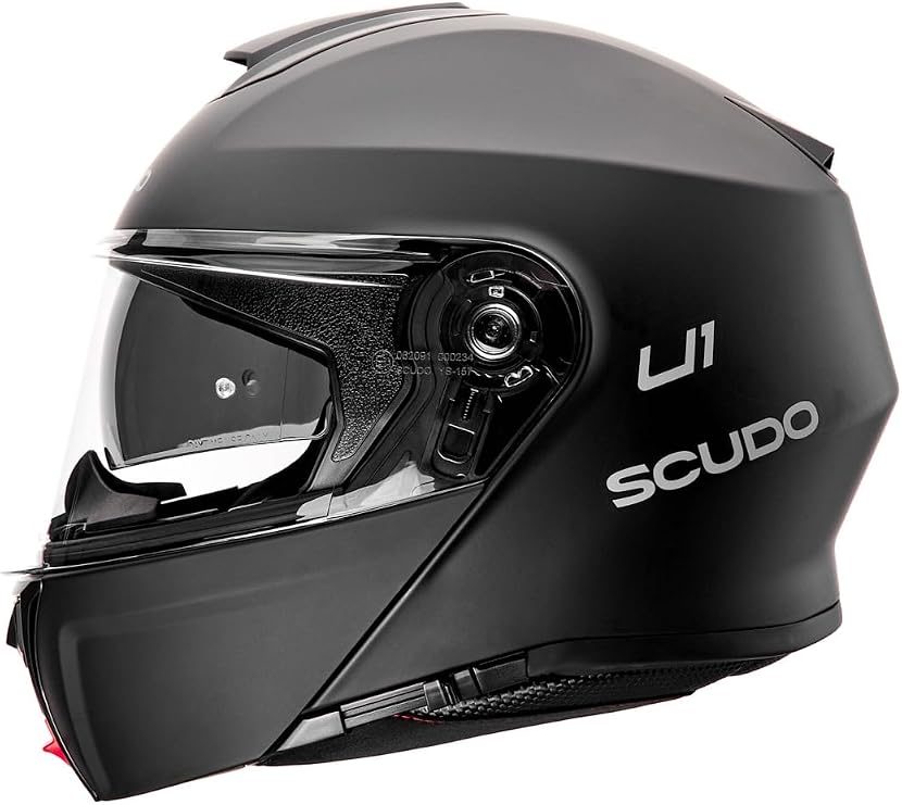 SCUDO U1 Modular Jaw Pop-Up Motorcycle Helmet with Solar Viewfinder Ece 22.06 Certified Matte Black L