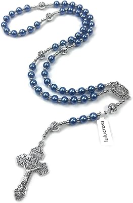 Catholic Black Hematite Rosary Necklace Unisex With Medal And Cross Is The Ideal Rosary For Men To Pray And Meditate