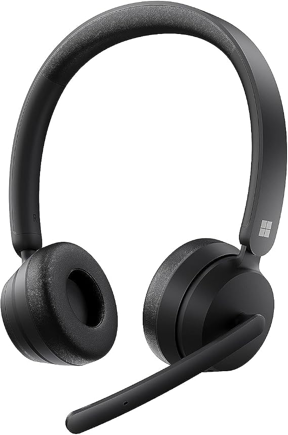 Microsoft Modern - Wireless Headset,Comfortable Stereo Headphones with Noise-Cancelling Microphone, USB-A dongle, On-Ear Controls, PC/Mac - Certified for Microsoft Teams,Black