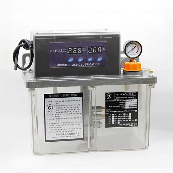 TOPCHANCES 220V Automatic Electric 4L Dual Digital Display CNC Lubricating Oil Pump HR Pump TM Lubricator Electromagnetic Oil Pump Lathe Gear Pump Oiler CNC Pump with 6mm Oil Connector