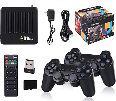 G11 Pro Game Box 4K HD TV Game Stick Video Game Console Built in Retro Games Portable Game Player Wireless Gamepad (256G 60000+Games)
