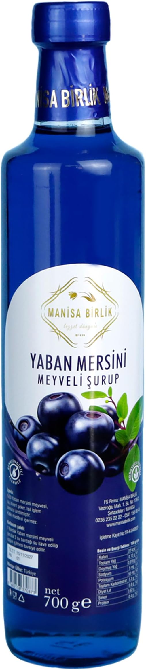 Manisa Birlik Natural Blueberry Fruit Syrup 700 ml Concentrate