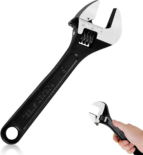 NIYATA 6 Inch Small Adjustable Spanner, 20mm Mini Adjustable Spanner, 150mm Durable Steel Hand Wrench Portable & Durable Steel Tool for Auto, Mechanical & DIY Repairs (Black)