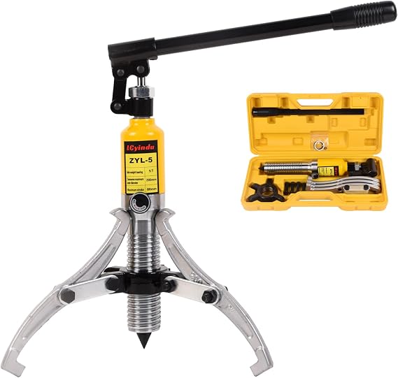 Hydraulic Gear Puller, 5 Ton Hydraulic Puller Kit Bearing Puller with Case 2 or 3 Jaws Bearing Hub Separator Hydraulic Puller Separator Tool for Pulling Hubs, Bearings, Gears, ZYL-5