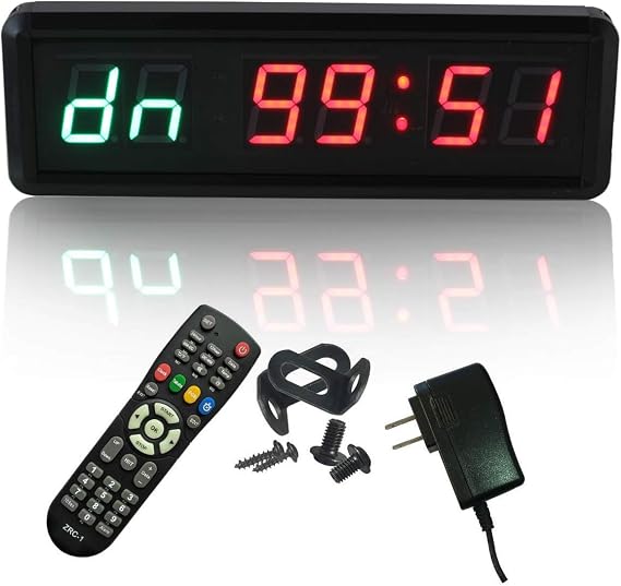 Large Workout Clock for Home Gym, 11" Wall Mount Gym Timer Clock with Remote, (1.5-inch Digits, Green+Red)