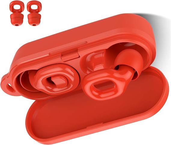 Ear Plugs for Sleeping, 35dB Noise Reduction Hearing Protection EarPlugs, Reusable Silicone Earplug, 7 Pair Eartips in XS/S/M/L Replaceable Single/Double Ear Plug for Sleep, Study, Work, Events(Red)