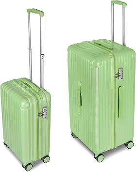 WireHot Carry-on 20 Inch and 28 Inch Square Thickened ABS+PC Hard Shell luggage, 2-Piece Suitcase Set with TSA Lock & Dual Zipper Mesh Inner Layer Design, Avocado Green