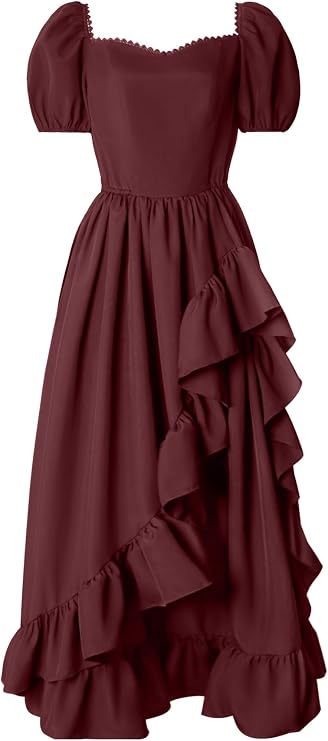 ABaoWedding Women Renaissance Dress Cottagecore High Low Costume Dress