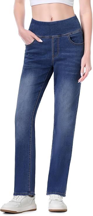Pull on Jeans for Women, High Waisted Stretchy Trendy Straight Bootcut Tapered Denim Jeggings