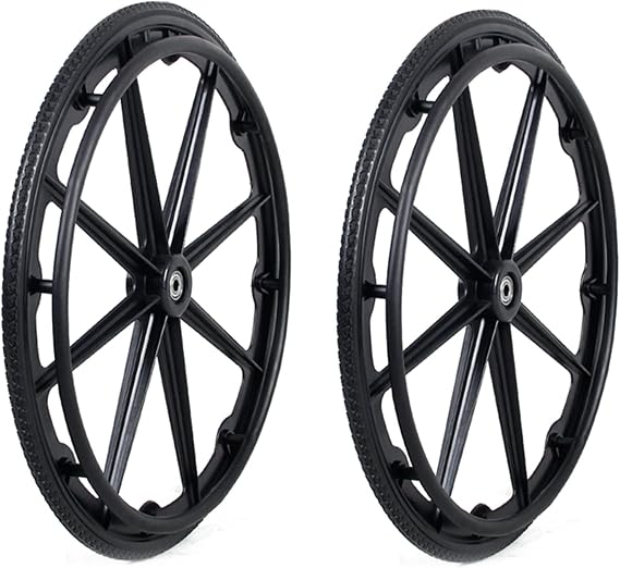 1 Pair of 24" Wheelchair Accessory Rear Wheels, 24 X 1 3/8, Manual Wheelchair, Walkers Replacement Wheels, Solid Tyres, Black