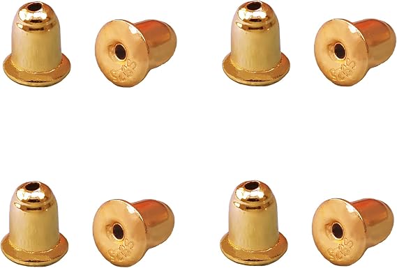 8pcs 4pair Locking Earring Backs for Studs,925 Sterling Silver Earring Backings Hypoallergenic,18K Gold Plated Bullet Earring Backs Replacements for Studs/Droopy Ears (6x6x5mm, Gold)