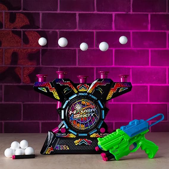 Fat Brain Toys Electronic Arcade Hover Shot Hyper Neon, Foam Dart Challenge, Screen-Free Active Fun for Kids and Tweens Ages 6+