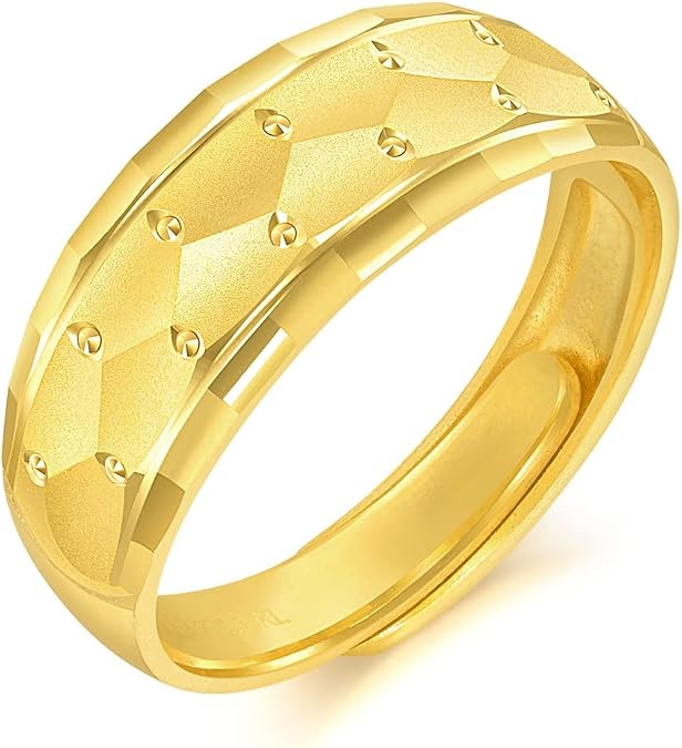 CHOW SANG SANG 999.9 24K Pure Gold Ring Price-by-Weight 3.36g | Chinese Gifting Collection Modern with Hammer Finish Band Adjustable Ring for Women & Men 82820R