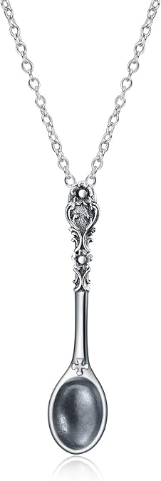 YAFEINI Spoon Necklace 925 Sterling Silver Spoon Pendant Necklace for Women Men Jewelry Gifts