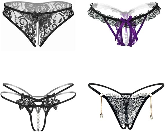 Jelove Women Sexy Panties Floral Lace Briefs Thongs Underwear Pack of 4