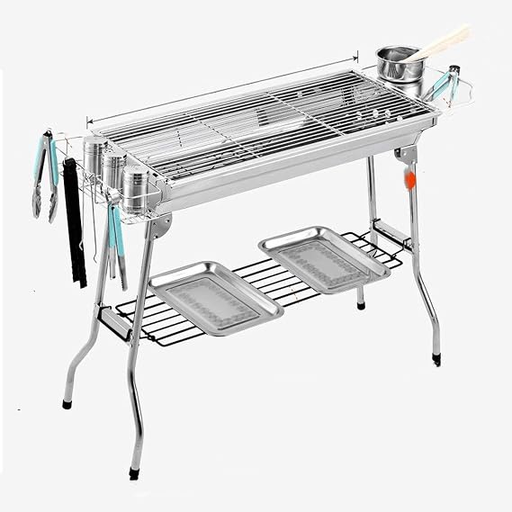 Portable folding grill outdoor charcoal folding barbecue rack stainless steel outdoor barbecue camping beach garden party