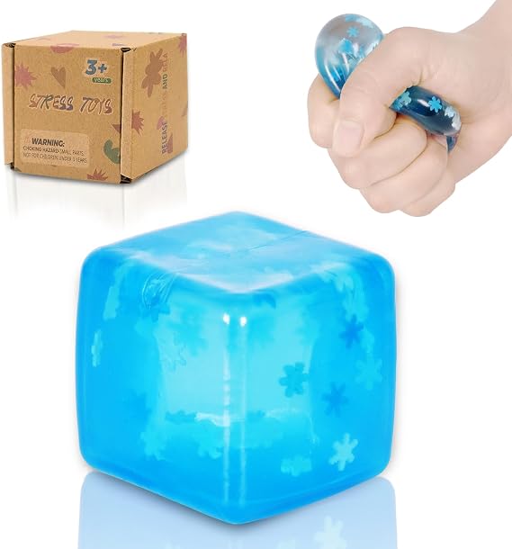 Squeeze Toys Squishy Cubes Snowflake Stress Ball, Soft Sensory Squeeze Cube for Autism Stress Relief, Durable Squishy Toy for Adults and Boys & Girls Age 3+ (1.97in)
