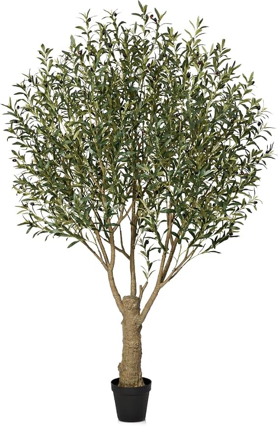 VeriNatural Artificial Olive Tree, 240cm Indoor Plant with 4077 Leaves | 182 red-black fruits, a nine-pole detachable design and adjustable branches create Mediterranean-inspired floor styling