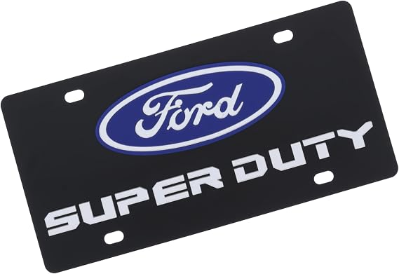 Eurosport Daytona- Compatible with 2017-2020 Ford Super Duty Carbon Steel License Plate- Blue w Mirror Oval