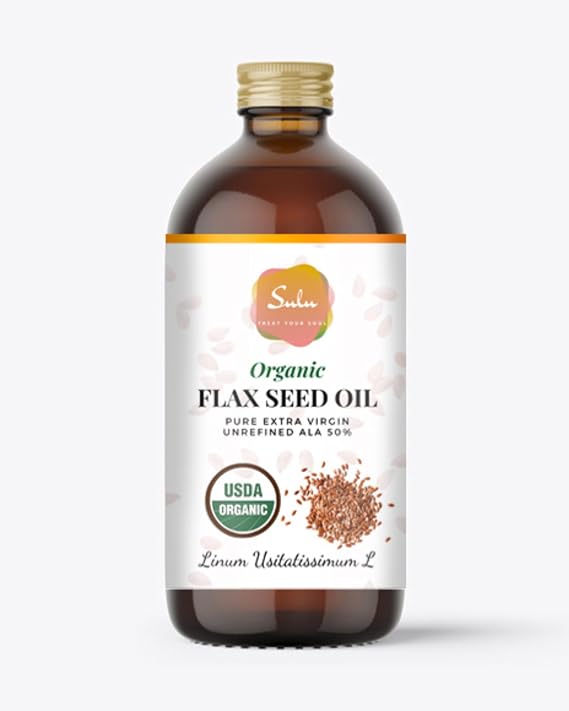 Flax Seed Oil- USDA Organic Unrefined Cold Pressed ALA 50%(16 oz)
