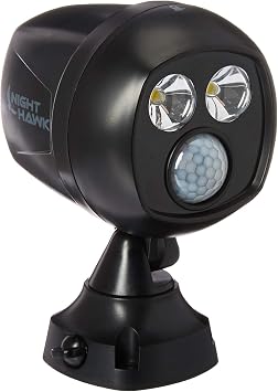 Ontel Night Hawk - Super Bright 450 Lumen LED Outdoor/Indoor Security Spotlight with Advanced Motion Sensor, Adjustable Head, Easy Wireless Installation