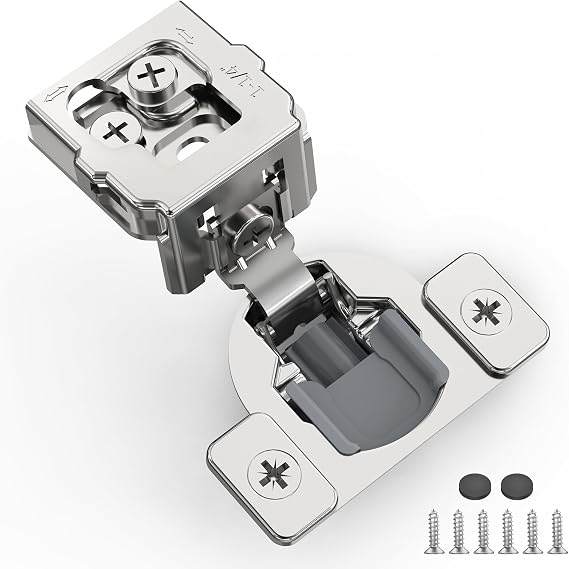 10 Pack 1 1/4" Overlay 3D Soft Close Hinges for Face Frame Kitchen Cabinet, 3 Way Adjust, Self Closing Concealed Cabinet Hinges-105 Degree