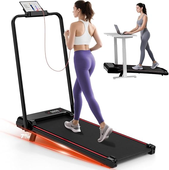 HomeFitnessCode 8% Incline Walking Pad, Foldable Treadmill for Home Use | 1-10KM/H Speed, 3.0HP Quiet Brushless Motor, 140kg Weight Capacity, Shock Absorption, Easy to Move & Store