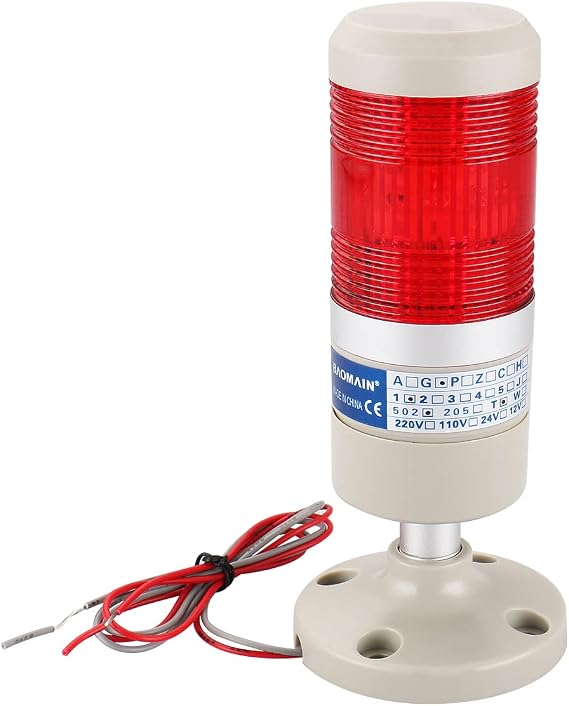 BAOMAIN Industrial Signal Light, Electric Fence Indicator Light with Mounting Bracket, LGP-502T Column LED Alarm Round Tower Indicator AC 110V