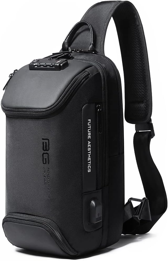 BANGE Anti Theft Sling Bag,Men's Shoulder bags with Lock