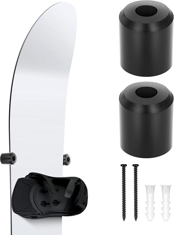 Roliwils Snowboard Wall Mount, PU rubber grip | Binding-safe protection | Ski wall mount compatible | Skateboard wall mount option | Garage/Home | 5-min setup
