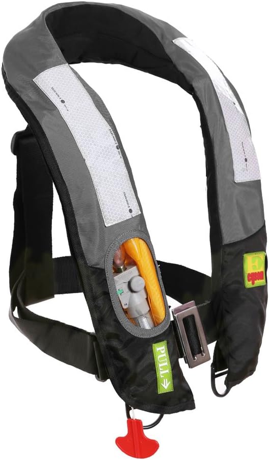 Top Safety Adult Life Jacket with Whistle - Auto Version Inflatable Lifejacket Life Vest Preserver PFD for Boating Fishing Sailing Kayaking Surfing Paddling Swimming - Adjustable Life Saving Vest