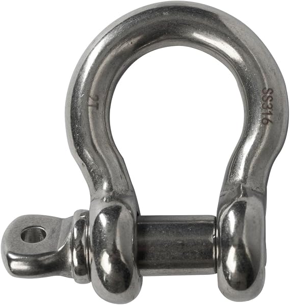 316 Stainless Steel Marine Bow Shackle ALFA Wheels D-Ring Screw Pin Heavy Duty Lifting Rigging Recovery