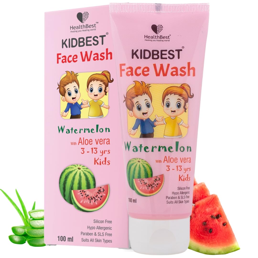 HealthBest Kidbest Face Wash for Kids Normal Skin Sensitive Skin and Dry Skin No Crack Parabens SLS Watermelon Flavour 100ml