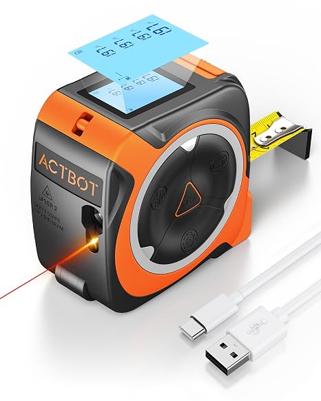 2-in-1 Digital Laser Tape Measure: 197ft & 16ft Professional Accurate Tape Measuring Tool, Ft/Ft+in/in/M, Pythagorean, Area, Volume Rechargeable Laser Measure for Construction DIY Woodworker